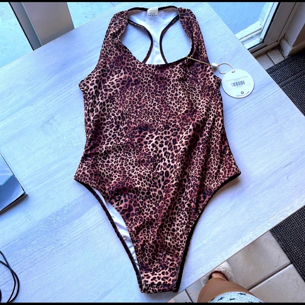 Montce swim leopard Cheetah one piece size large NWT